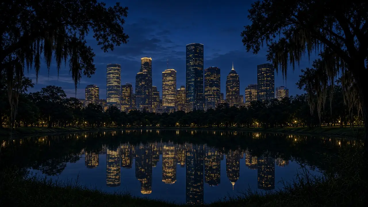 Skyline de Houston al atardecer